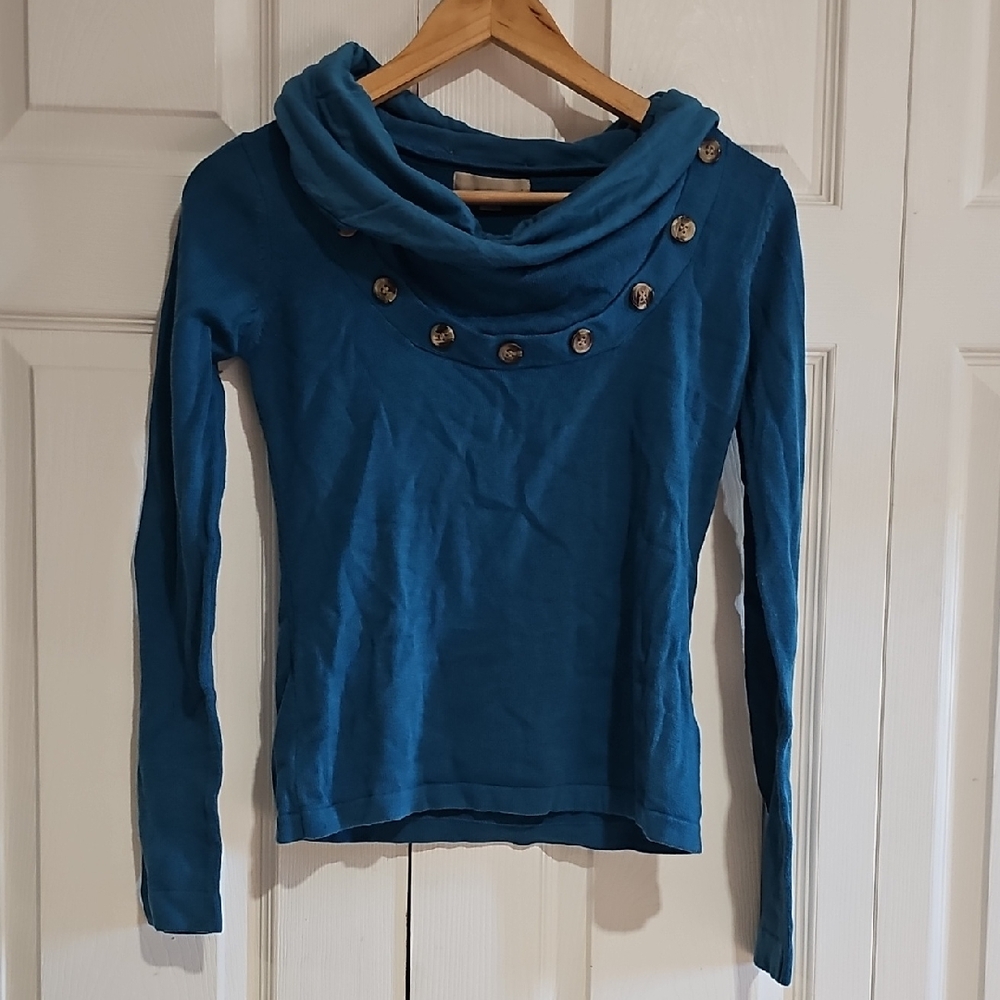 🩵 One A Teal Cowl Neck Button Detail Top – Size Small
